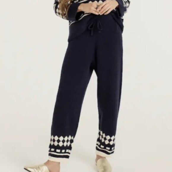 NWT J.Crew fair isle cozy sweater geometric jogger style pants - Picture 2 of 6